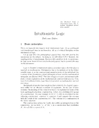 Intuitionistic Logic Dirk Van Dalen