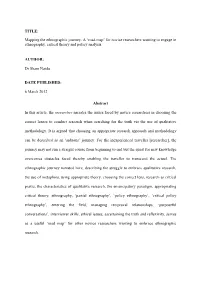 Mapping the Ethnographic Journey: a ‘Road Map’ for Novice Researchers Wanting to Engage in Ethnography, Critical Theory and Policy Analysis
