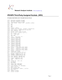 Netware IPX Socket List