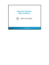 Spectrum Analysis Back to Basics