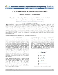 A Decryption Process for Android Database Forensics