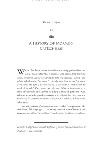 A History of Mormon Catechisms a Firm Foundation