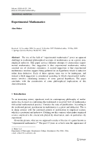 Experimental Mathematics[Pdf]