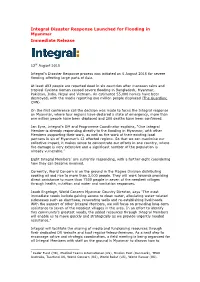 Flooding in Myanmar Immediate Release