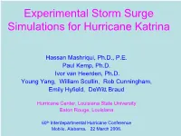 Hurricane Katrina Storm Surge Modeling and Validation