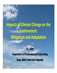 Impacts of Climate Change on the Environment: Mitigation and Adaptation