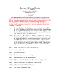 Interview with Leonard Beetstra # AI-A-L-2008-034 Interview # 1: December 4, 2007 Interviewer: Phil Pogue