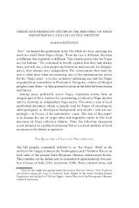 Origin and Migration Myths in the Rhetoric of Naga Independence and Collective Identity