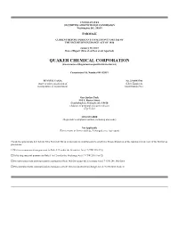 QUAKER CHEMICAL CORPORATION (Exact Name of Registrant As Specified in Its Charter)