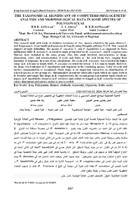 The Taxonomical Significant of Computerd Phylogenetic Analysis and Morphological Data in Some Species of Polygonaceae H.R.H