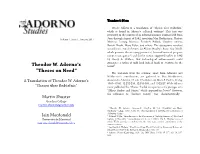 Theodor W. Adorno's “Theses on Need”