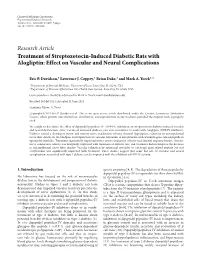 Treatment of Streptozotocin-Induced Diabetic Rats with Alogliptin: Effect on Vascular and Neural Complications