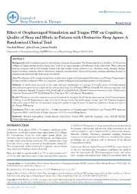 Effect of Oropharyngeal Stimulation and Tongue PNF on Cognition