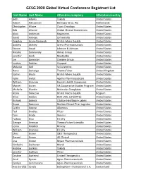 GCSG 2020 Global Virtual Conference Registrant List