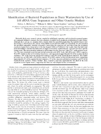 Identification of Bacterial Populations in Dairy Wastewaters by Use of 16S