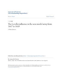 The Leveller Influence in the New Model Army from 1647 to 1649 G