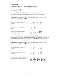 Chapter 8 Conservation of Linear Momentum