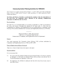 Community Action Policing Activities for 1999/2000
