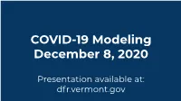 COVID-19 Modeling December 8, 2020