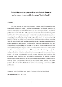 Does Disinvestment from Fossil Fuels Reduce the Financial Performance of Responsible Sovereign Wealth Funds?