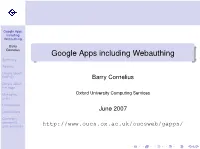 Google Apps Including Webauthing
