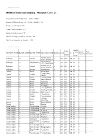 Stratified Random Sampling - Manipur (Code -21)