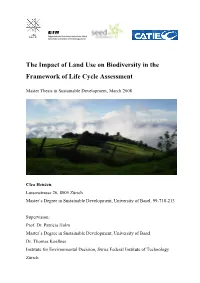 The Impact of Land Use on Biodiversity in the Framework of Life Cycle Assessment
