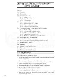 Unit 12 Collaborative Content Development