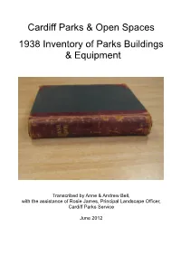 Cardiff Parks & Open Spaces 1938 Inventory of Parks Buildings