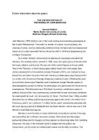 Further Information About the Project the OXFORD EDITION of THE