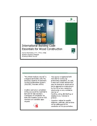 International Building Code Essentials for Wood Construction