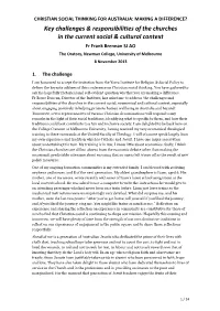 Key Challenges & Responsibilities of the Churches in the Current Social