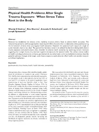 Physical Health Problems After Single Trauma Exposure: When Stress
