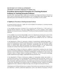 Procedures Governing the Promotion of a Teaching Assistant Professor To