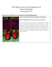 The Pingry School Summer Reading 2018 Required Reading Entering Form IV