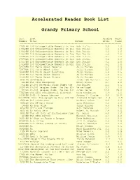 Accelerated Reader Book List Grandy Primary School