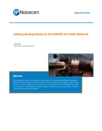Adding Analog Noises to the DOCSIS 3.0 Cable Network