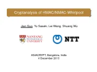 Cryptanalysis of HMAC/NMAC-Whirlpool