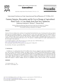 Farmers'injuries, Discomfort and Its Use in Design Of