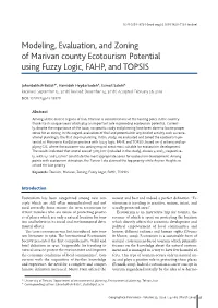 Modeling, Evaluation, and Zoning of Marivan County Ecotourism Potential Using Fuzzy Logic, FAHP, and TOPSIS