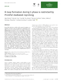R‐Loop Formation During S Phase Is Restricted by Primpol‐Mediated