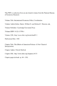 The Effects of American Policies–A New Classical Interpretation