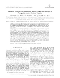 Variability of Phyllochron, Plastochron and Rate of Increase in Height in Photoperiod-Sensitive Sorghum Varieties
