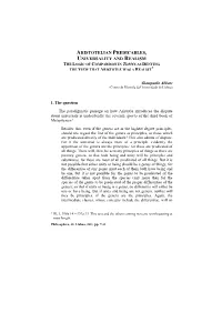 Aristotelian Predicables, Universality and Realism the Logic of Comparison in Topics As Denying the View That Aristotle Was a Realist*