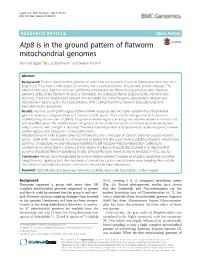 Atp8 Is in the Ground Pattern of Flatworm Mitochondrial Genomes Bernhard Egger1* , Lutz Bachmann2 and Bastian Fromm3