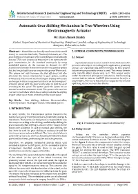 Automatic Gear Shifting Mechanism in Two Wheelers Using Electromagnetic Actuator