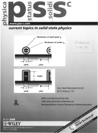 Current Topics in Solid State Physics