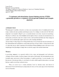 Cytoplasmic Polyadenylation Element Binding Protein (CPEB): a Prion-Like Protein As a Regulator of Local Protein Synthesis and Synaptic Plasticity