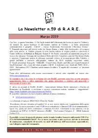 La Newsletter N.59 Di R.A.R.E
