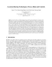 Location-Sharing Technologies: Privacy Risks and Controls